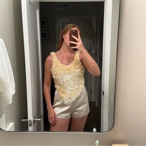 Handmade Mother of Pearl Beaded Sleeveless Top